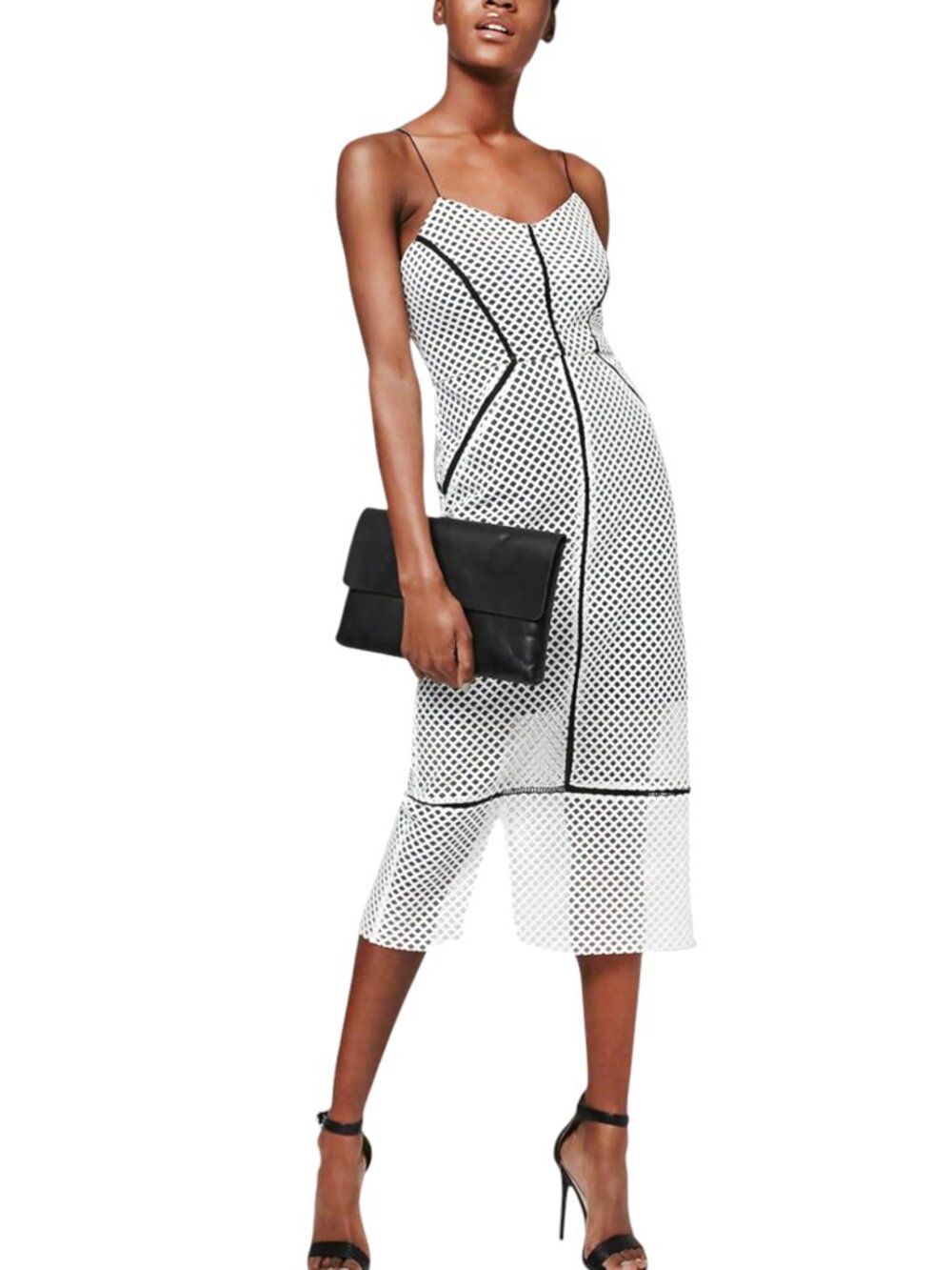 TOPSHOP AIRTEX COLUMN MIDI DRESS NORDSTROM WHITE BLACK MESH MODERN URBAN CLEAN 2